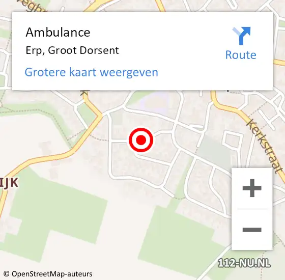 Locatie op kaart van de 112 melding: Ambulance Erp, Groot Dorsent op 29 augustus 2019 12:22