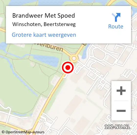 Locatie op kaart van de 112 melding: Brandweer Met Spoed Naar Winschoten, Beertsterweg op 29 augustus 2019 12:50