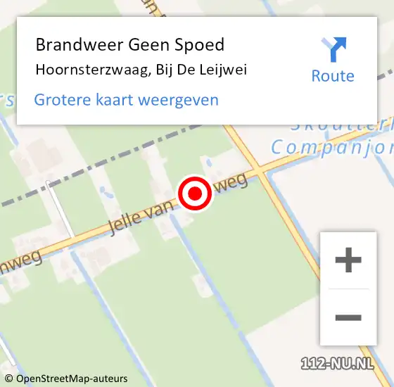 Locatie op kaart van de 112 melding: Brandweer Geen Spoed Naar Hoornsterzwaag, Bij De Leijwei op 29 augustus 2019 13:54