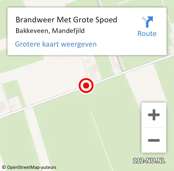 Locatie op kaart van de 112 melding: Brandweer Met Grote Spoed Naar Bakkeveen, Mandefjild op 29 augustus 2019 15:55