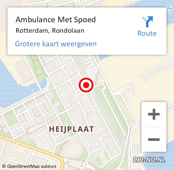 Locatie op kaart van de 112 melding: Ambulance Met Spoed Naar Rotterdam, Rondolaan op 29 augustus 2019 18:29