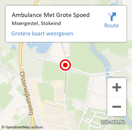 Locatie op kaart van de 112 melding: Ambulance Met Grote Spoed Naar Moergestel, Stokeind op 29 augustus 2019 19:42