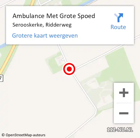 Locatie op kaart van de 112 melding: Ambulance Met Grote Spoed Naar Serooskerke, Ridderweg op 30 augustus 2019 11:00