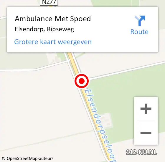 Locatie op kaart van de 112 melding: Ambulance Met Spoed Naar Elsendorp, Ripseweg op 30 augustus 2019 14:36