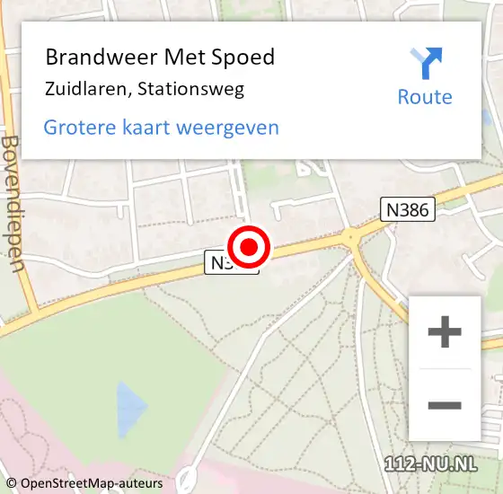 Locatie op kaart van de 112 melding: Brandweer Met Spoed Naar Zuidlaren, Stationsweg op 30 augustus 2019 15:14