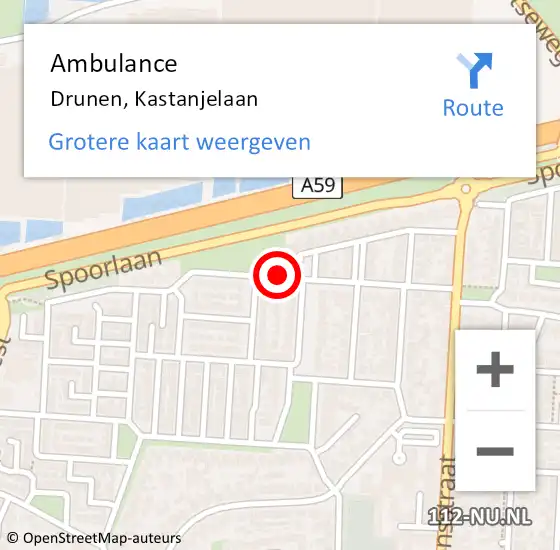Locatie op kaart van de 112 melding: Ambulance Drunen, Kastanjelaan op 30 augustus 2019 16:21