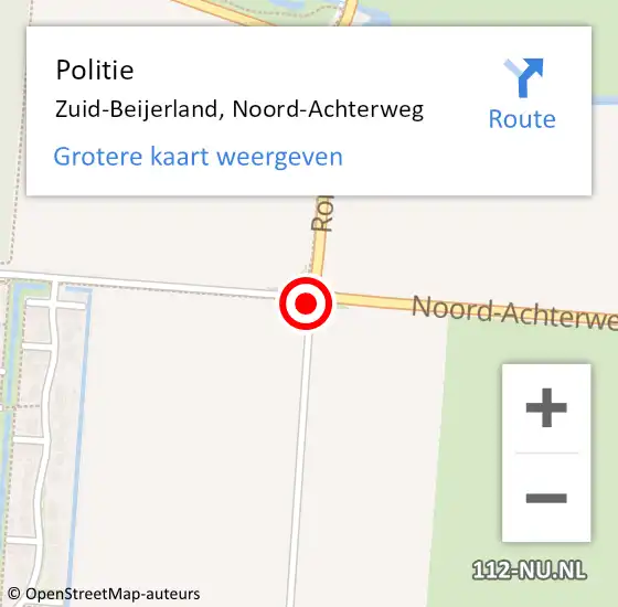 Locatie op kaart van de 112 melding: Politie Zuid-Beijerland, Noord-Achterweg op 30 augustus 2019 17:45