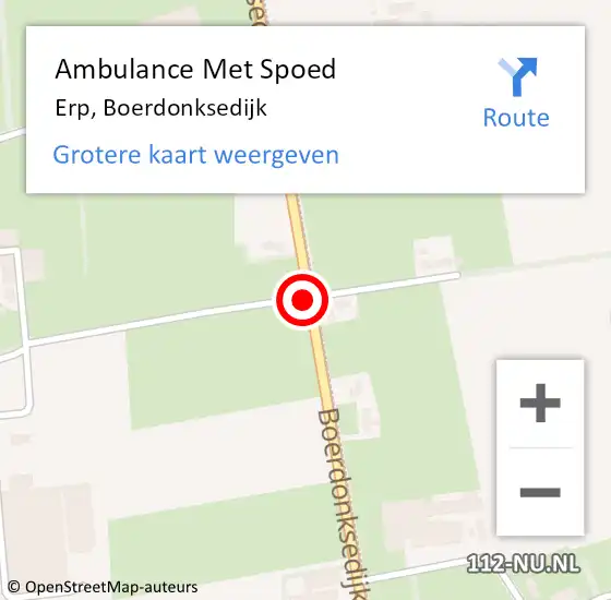 Locatie op kaart van de 112 melding: Ambulance Met Spoed Naar Erp, Boerdonksedijk op 30 augustus 2019 19:30