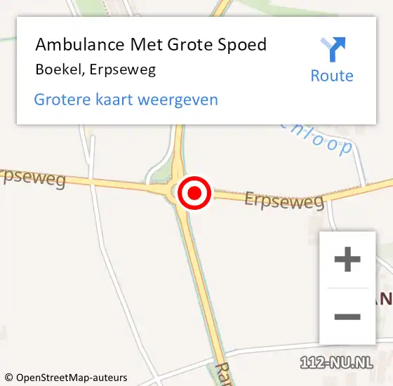 Locatie op kaart van de 112 melding: Ambulance Met Grote Spoed Naar Boekel, Erpseweg op 30 augustus 2019 23:22