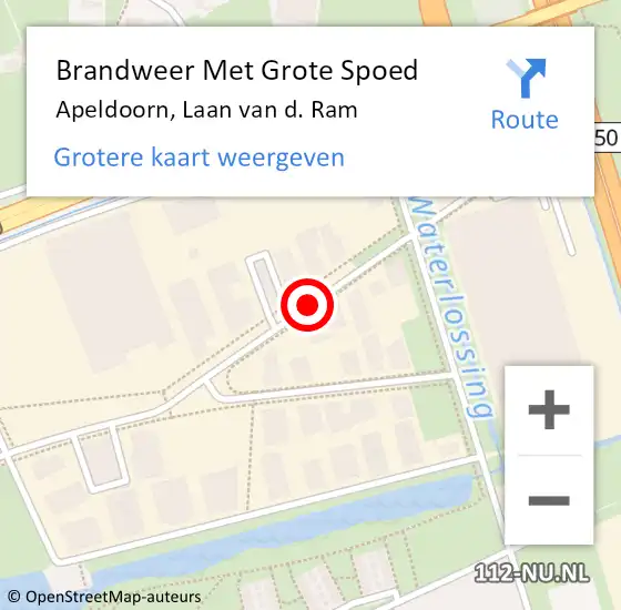Locatie op kaart van de 112 melding: Brandweer Met Grote Spoed Naar Apeldoorn, Laan Van D. Ram op 30 augustus 2019 23:23