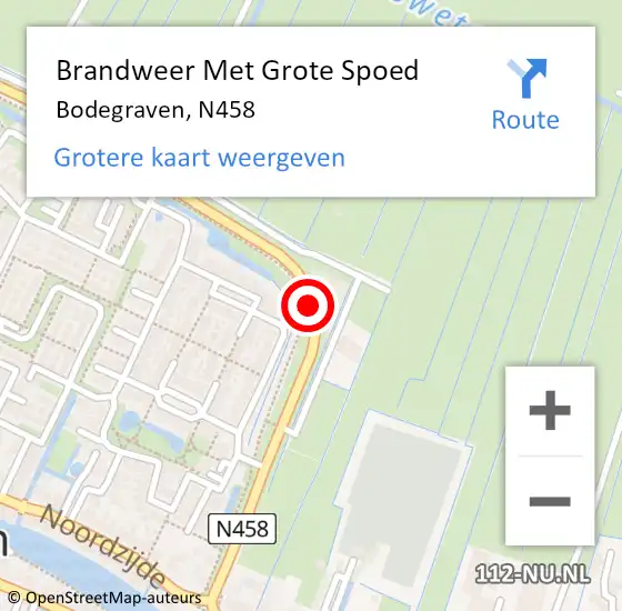 Locatie op kaart van de 112 melding: Brandweer Met Grote Spoed Naar Bodegraven, N458 op 31 augustus 2019 00:26