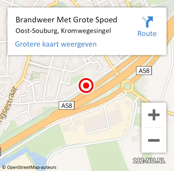 Locatie op kaart van de 112 melding: Brandweer Met Grote Spoed Naar Oost-Souburg, Kromwegesingel op 31 augustus 2019 00:57