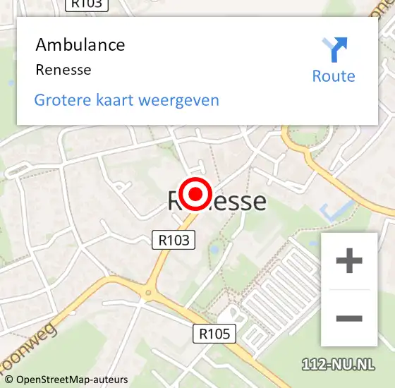 Locatie op kaart van de 112 melding: Ambulance Renesse op 31 augustus 2019 02:27