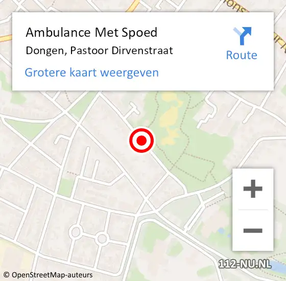 Locatie op kaart van de 112 melding: Ambulance Met Spoed Naar Dongen, Pastoor Dirvenstraat op 31 augustus 2019 09:34
