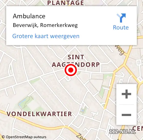 Locatie op kaart van de 112 melding: Ambulance Beverwijk, Romerkerkweg op 31 augustus 2019 09:35