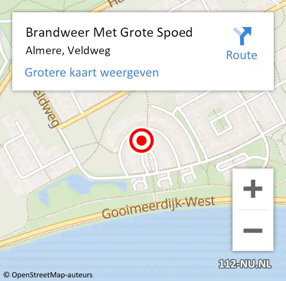 Locatie op kaart van de 112 melding: Brandweer Met Grote Spoed Naar Almere, Veldweg op 31 augustus 2019 10:50
