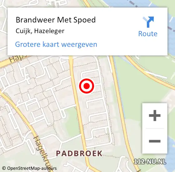 Locatie op kaart van de 112 melding: Brandweer Met Spoed Naar Cuijk, Hazeleger op 31 augustus 2019 10:56