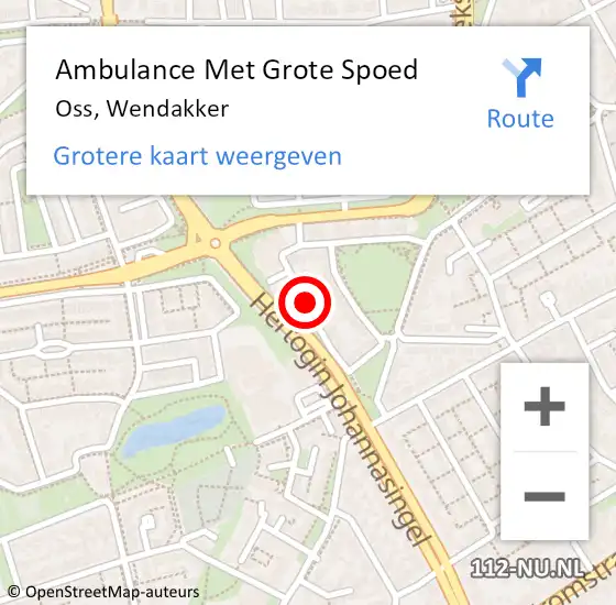 Locatie op kaart van de 112 melding: Ambulance Met Grote Spoed Naar Oss, Wendakker op 31 augustus 2019 12:41