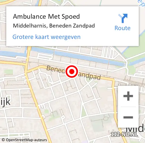 Locatie op kaart van de 112 melding: Ambulance Met Spoed Naar Middelharnis, Beneden Zandpad op 31 augustus 2019 17:15