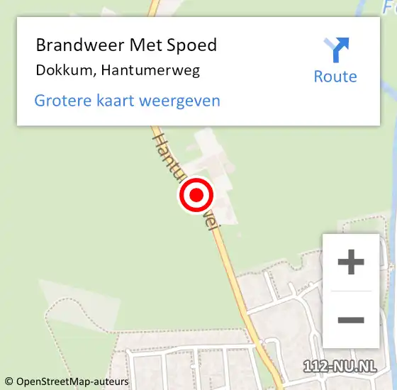 Locatie op kaart van de 112 melding: Brandweer Met Spoed Naar Dokkum, Hantumerweg op 31 augustus 2019 20:12