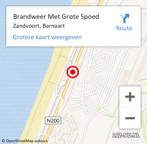 Locatie op kaart van de 112 melding: Brandweer Met Grote Spoed Naar Zandvoort, Barnaart op 31 augustus 2019 21:36