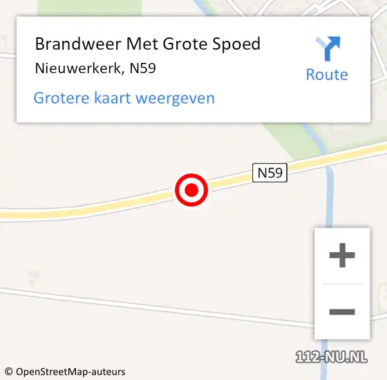 Locatie op kaart van de 112 melding: Brandweer Met Grote Spoed Naar Nieuwerkerk, N59 op 31 augustus 2019 21:51