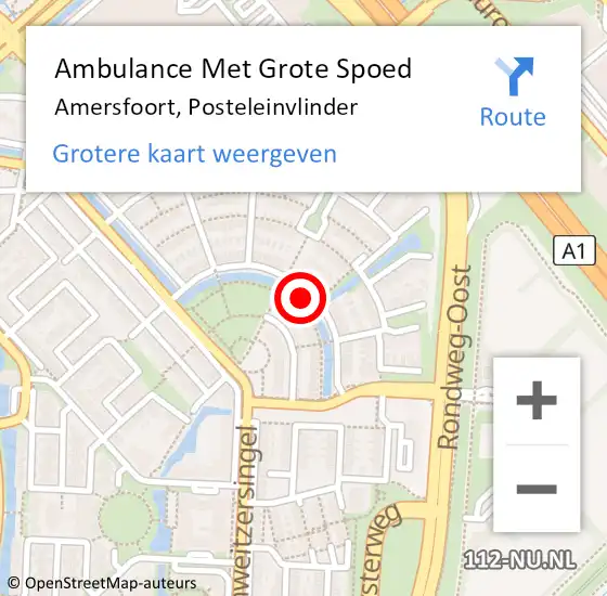 Locatie op kaart van de 112 melding: Ambulance Met Grote Spoed Naar Amersfoort, Posteleinvlinder op 1 september 2019 04:21