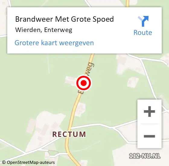 Locatie op kaart van de 112 melding: Brandweer Met Grote Spoed Naar Wierden, Enterweg op 1 september 2019 09:33