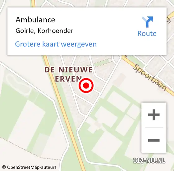 Locatie op kaart van de 112 melding: Ambulance Goirle, Korhoender op 1 september 2019 10:01