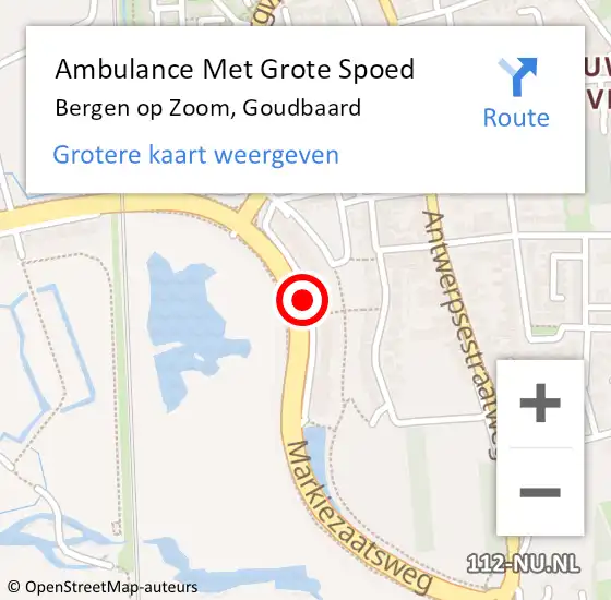 Locatie op kaart van de 112 melding: Ambulance Met Grote Spoed Naar Bergen op Zoom, Goudbaard op 1 september 2019 12:29
