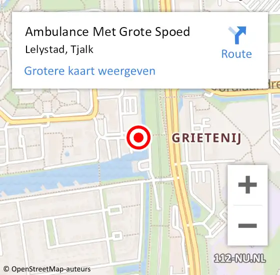 Locatie op kaart van de 112 melding: Ambulance Met Grote Spoed Naar Lelystad, Tjalk op 1 september 2019 17:10