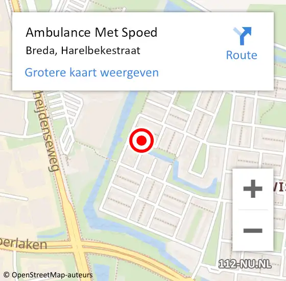 Locatie op kaart van de 112 melding: Ambulance Met Spoed Naar Breda, Harelbekestraat op 1 september 2019 21:02