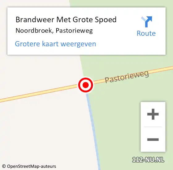 Locatie op kaart van de 112 melding: Brandweer Met Grote Spoed Naar Noordbroek, Pastorieweg op 2 september 2019 06:11