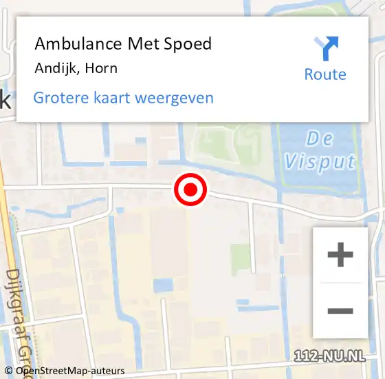 Locatie op kaart van de 112 melding: Ambulance Met Spoed Naar Andijk, Horn op 2 september 2019 14:31