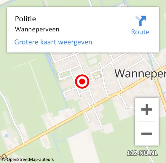 Locatie op kaart van de 112 melding: Politie Wanneperveen op 2 september 2019 15:10