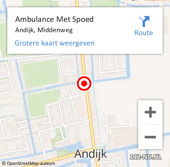 Locatie op kaart van de 112 melding: Ambulance Met Spoed Naar Andijk, Middenweg op 2 september 2019 17:11