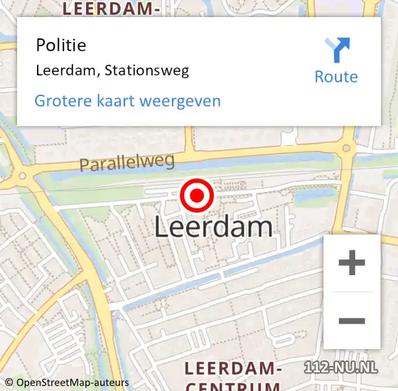 Locatie op kaart van de 112 melding: Politie Leerdam, Stationsweg op 2 september 2019 21:18