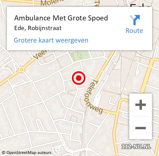 Locatie op kaart van de 112 melding: Ambulance Met Grote Spoed Naar Ede, Robijnstraat op 3 september 2019 03:26