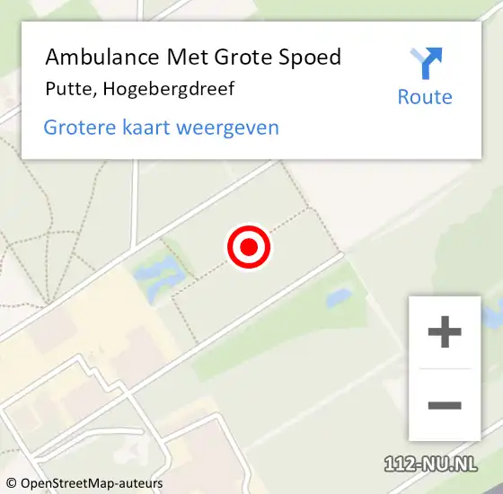 Locatie op kaart van de 112 melding: Ambulance Met Grote Spoed Naar Putte, Hogebergdreef op 3 september 2019 07:12