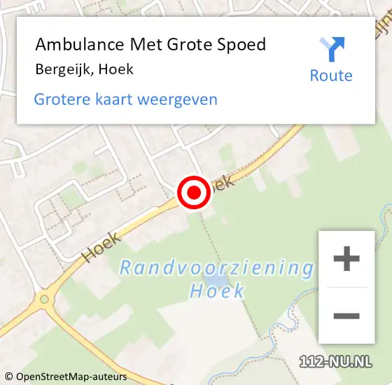 Locatie op kaart van de 112 melding: Ambulance Met Grote Spoed Naar Bergeijk, Hoek op 3 september 2019 09:19