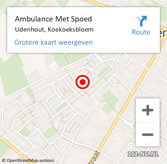 Locatie op kaart van de 112 melding: Ambulance Met Spoed Naar Udenhout, Koekoeksbloem op 3 september 2019 15:02