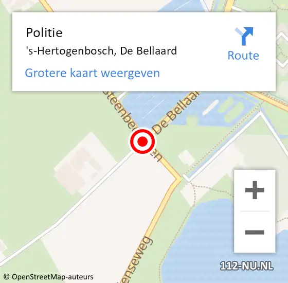 Locatie op kaart van de 112 melding: Politie 's-Hertogenbosch, De Bellaard op 3 september 2019 15:15