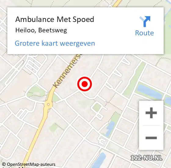 Locatie op kaart van de 112 melding: Ambulance Met Spoed Naar Heiloo, Beetsweg op 3 september 2019 15:37