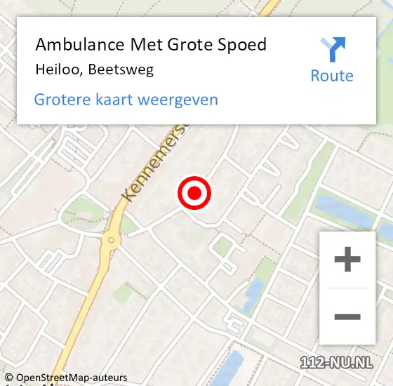 Locatie op kaart van de 112 melding: Ambulance Met Grote Spoed Naar Heiloo, Beetsweg op 3 september 2019 15:42