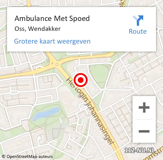 Locatie op kaart van de 112 melding: Ambulance Met Spoed Naar Oss, Wendakker op 3 september 2019 17:05