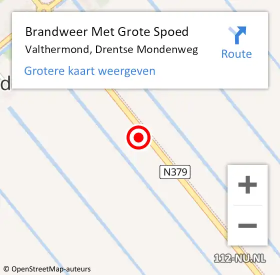 Locatie op kaart van de 112 melding: Brandweer Met Grote Spoed Naar Valthermond, Drentse Mondenweg op 3 september 2019 18:26