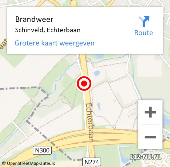 Locatie op kaart van de 112 melding: Brandweer Schinveld, Echterbaan op 12 april 2014 17:26