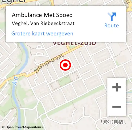 Locatie op kaart van de 112 melding: Ambulance Met Spoed Naar Veghel, Van Riebeeckstraat op 3 september 2019 23:47