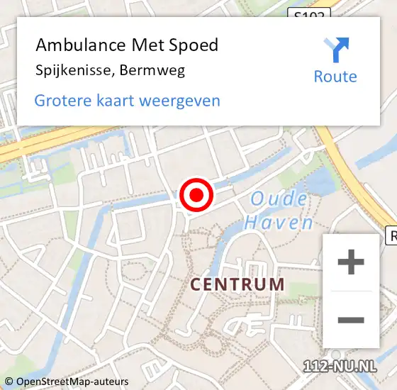 Locatie op kaart van de 112 melding: Ambulance Met Spoed Naar Spijkenisse, Bermweg op 4 september 2019 06:29