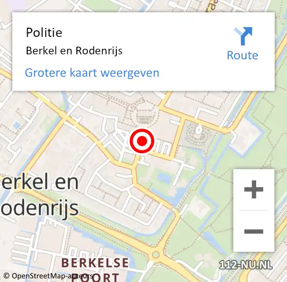 Locatie op kaart van de 112 melding: Politie Berkel en Rodenrijs op 4 september 2019 09:52